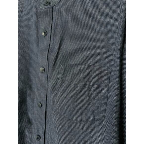 UNTUCKit Mens Medium Slim Fit Shirt Blue Woven Check Mandarin Collar Button Up - Picture 2 of 5